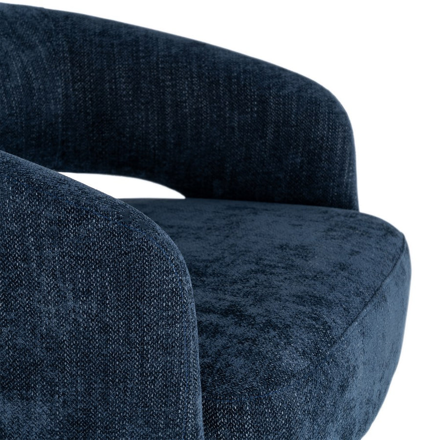 BLUE SWIVEL ARMCHAIR FABRIC-WOOD 71 X 68 X 72 CM