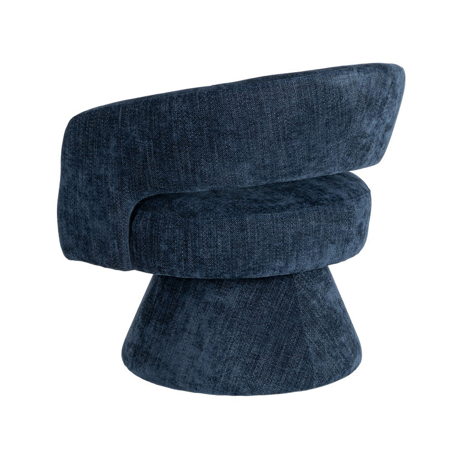 SILLÓN GIRATORIO AZUL TEJIDO-MADERA 71 X 68 X 72 CM