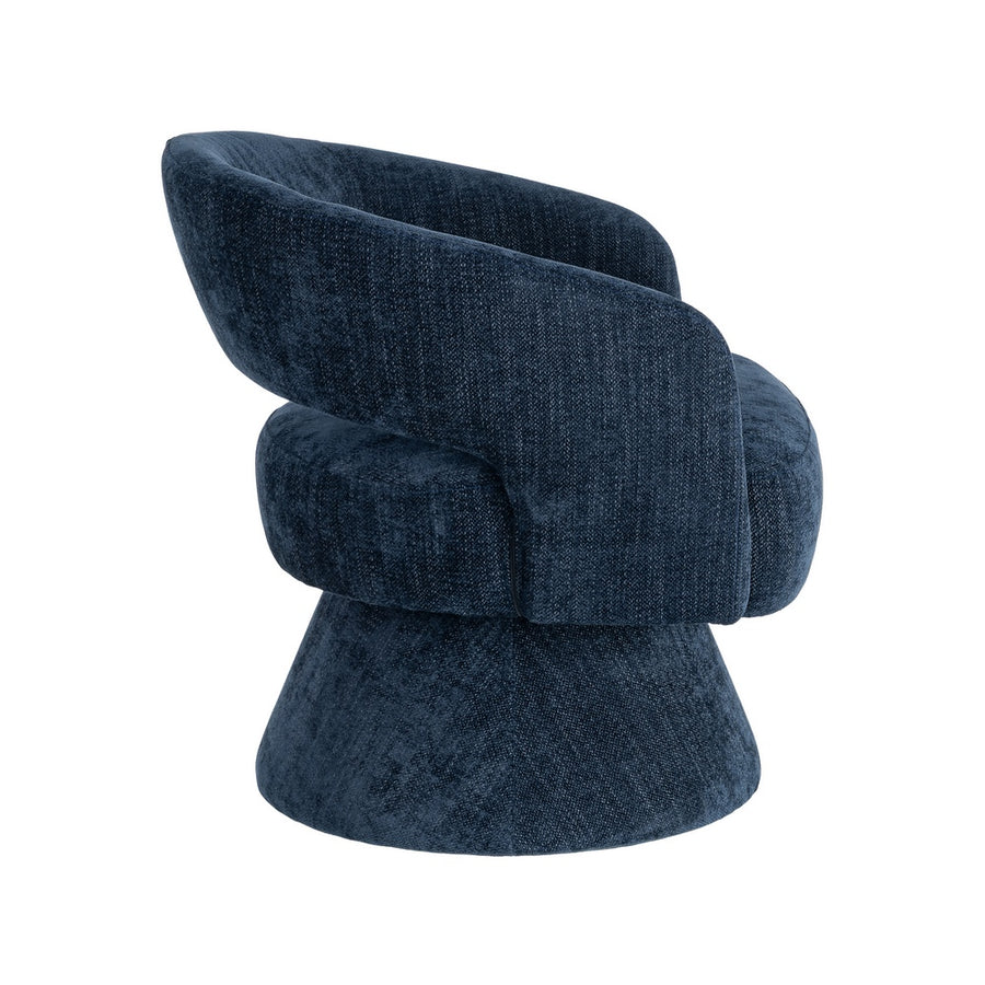 SILLÓN GIRATORIO AZUL TEJIDO-MADERA 71 X 68 X 72 CM