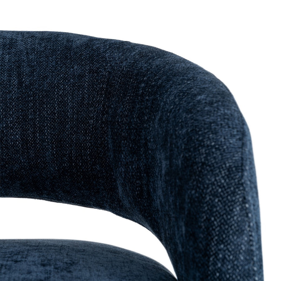 SILLÓN GIRATORIO AZUL TEJIDO-MADERA 71 X 68 X 72 CM