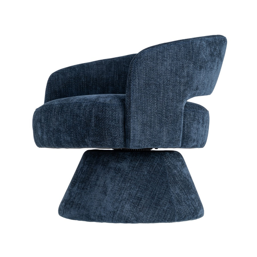BLUE SWIVEL ARMCHAIR FABRIC-WOOD 71 X 68 X 72 CM