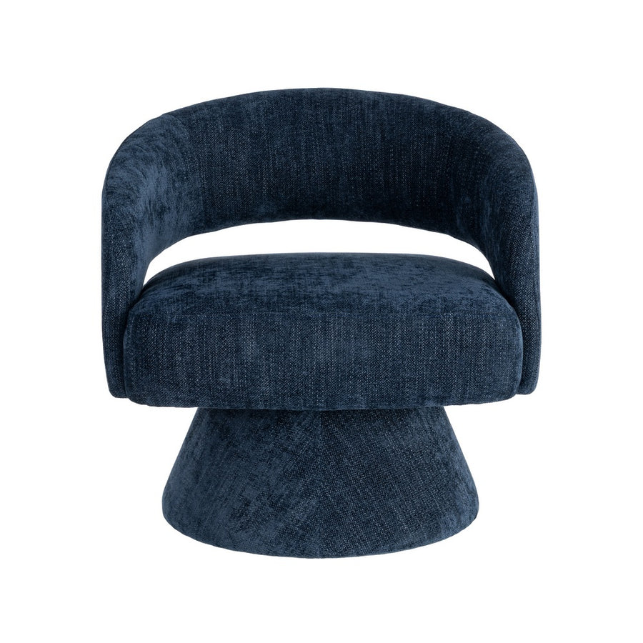 BLUE SWIVEL ARMCHAIR FABRIC-WOOD 71 X 68 X 72 CM