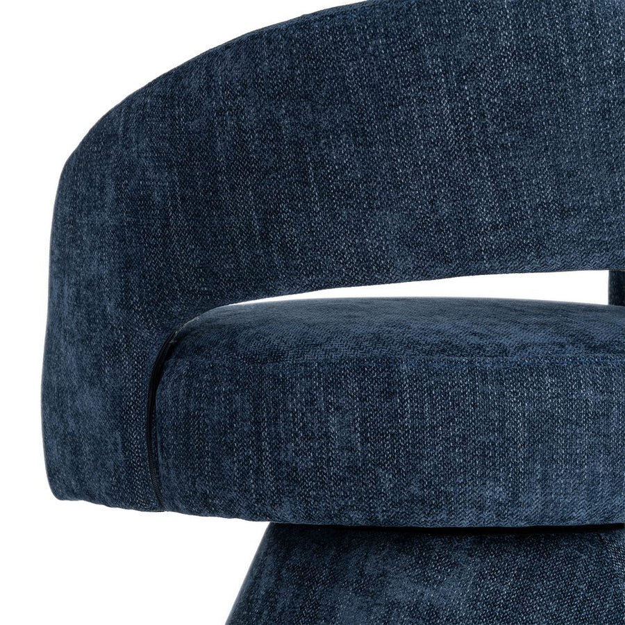 BLUE SWIVEL ARMCHAIR FABRIC-WOOD 71 X 68 X 72 CM
