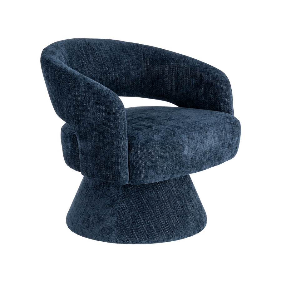 BLUE SWIVEL ARMCHAIR FABRIC-WOOD 71 X 68 X 72 CM