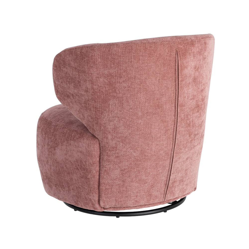SILLÓN GIRATORIO ROSA TEJIDO-MADERA 73 X 68 X 74 CM