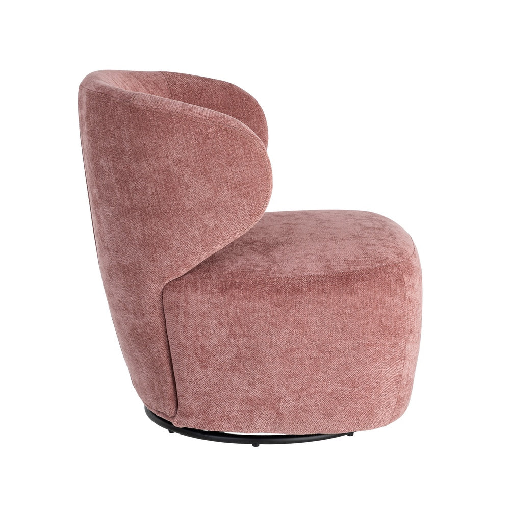 SILLÓN GIRATORIO ROSA TEJIDO-MADERA 73 X 68 X 74 CM