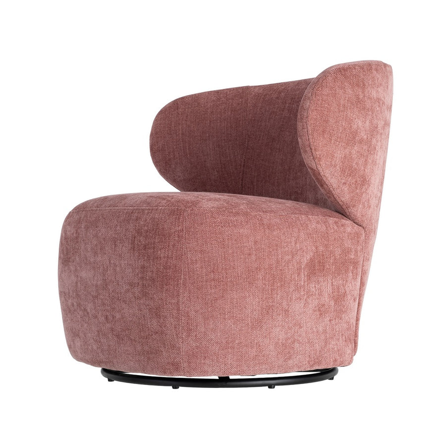 SILLÓN GIRATORIO ROSA TEJIDO-MADERA 73 X 68 X 74 CM
