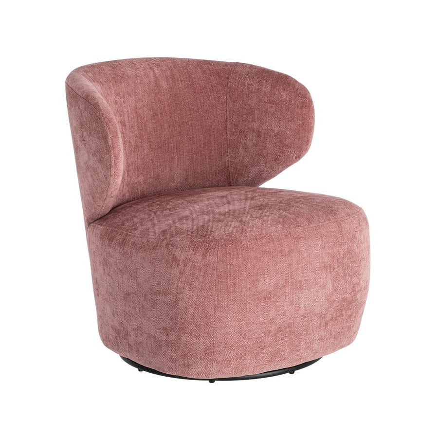 SILLÓN GIRATORIO ROSA TEJIDO-MADERA 73 X 68 X 74 CM