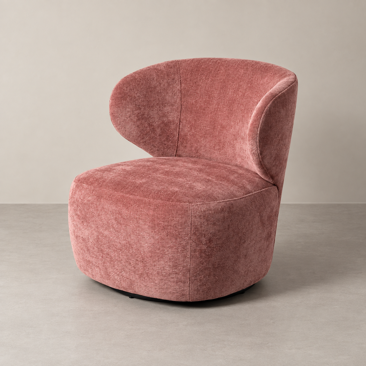 SILLÓN GIRATORIO ROSA — VISTA 3/4