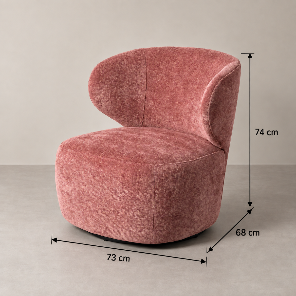 SILLÓN GIRATORIO ROSA — FICHA DE MEDIDAS