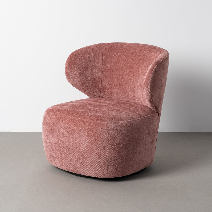 SILLÓN GIRATORIO ROSA TEJIDO-MADERA 73 X 68 X 74 CM