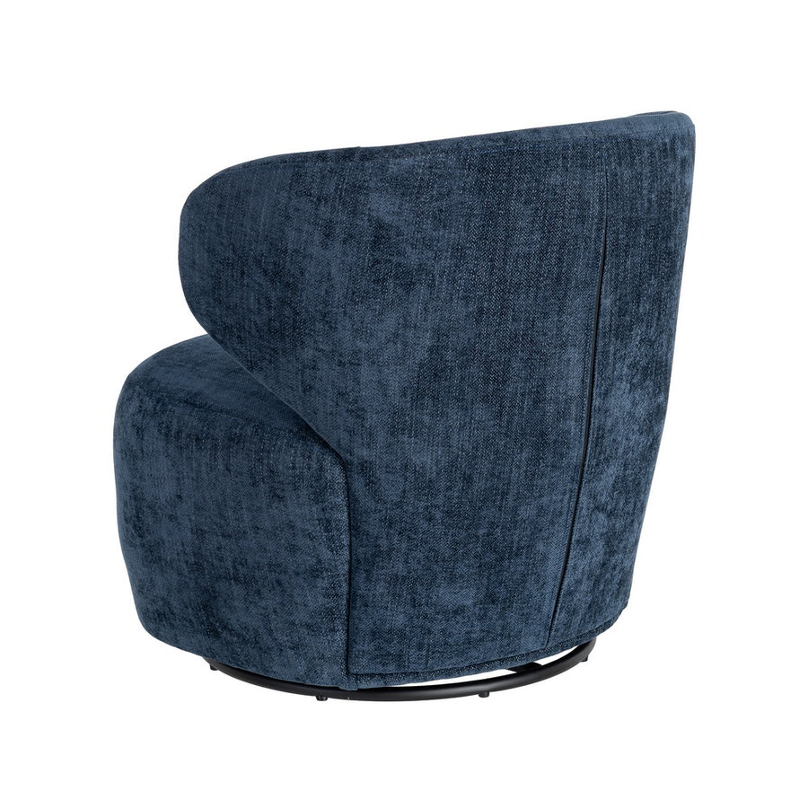 SILLÓN GIRATORIO AZUL TEJIDO-MADERA 73 X 68 X 74 CM