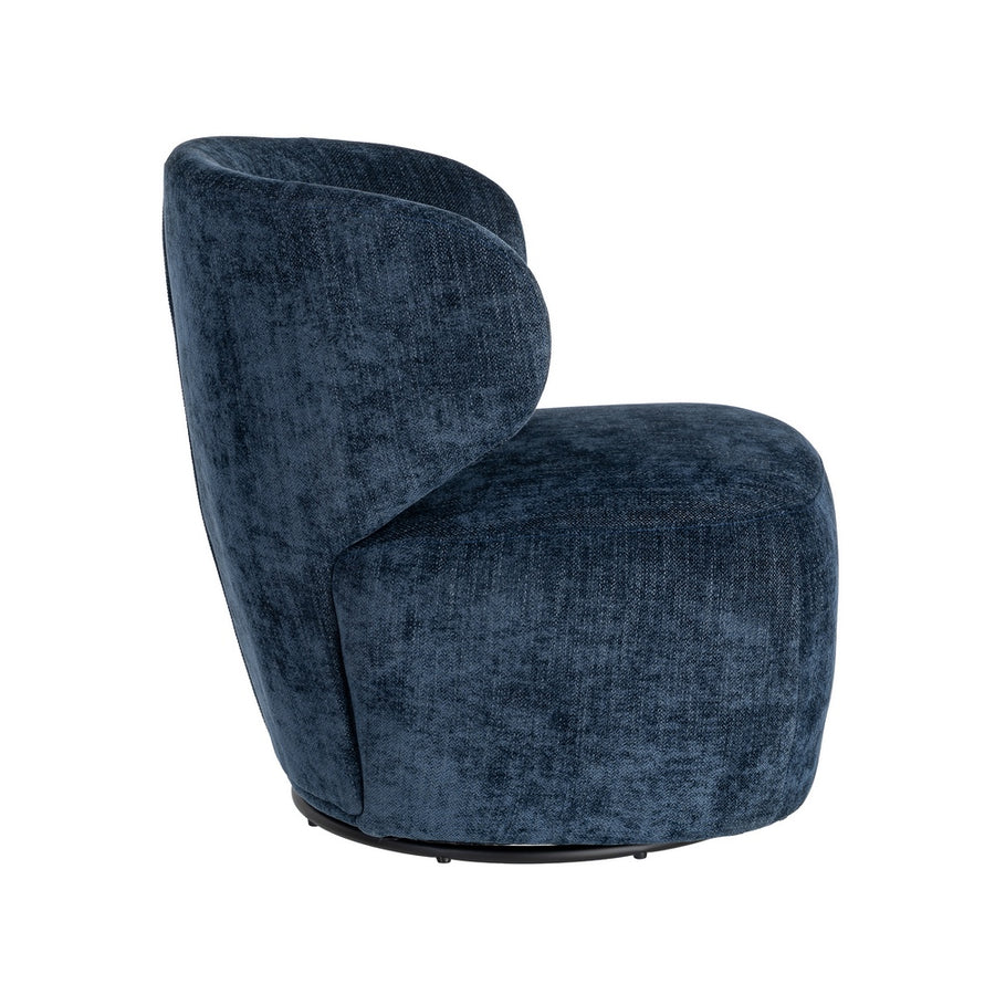 SILLÓN GIRATORIO AZUL TEJIDO-MADERA 73 X 68 X 74 CM