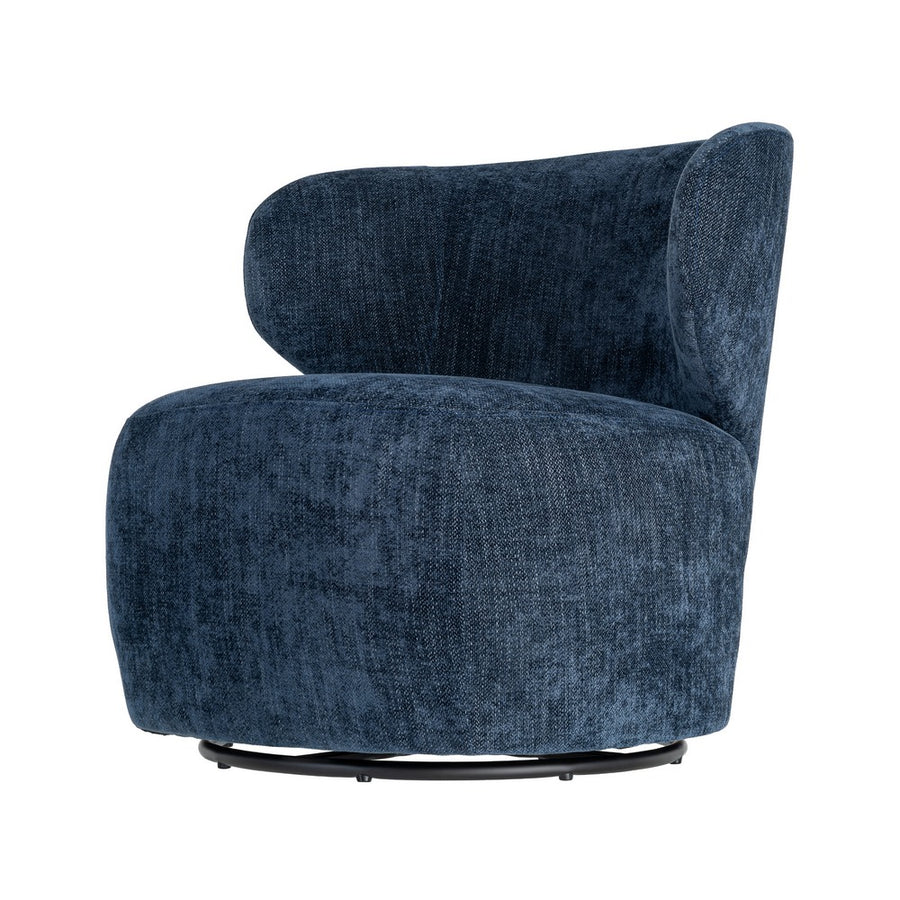 SILLÓN GIRATORIO AZUL TEJIDO-MADERA 73 X 68 X 74 CM