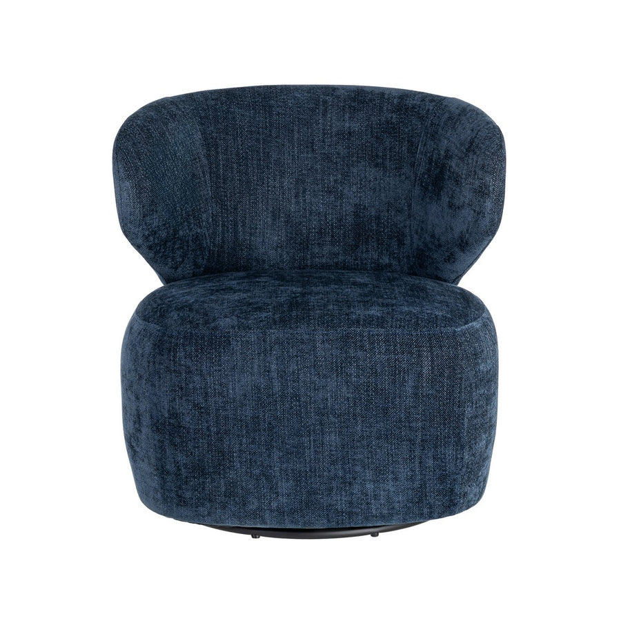 SILLÓN GIRATORIO AZUL TEJIDO-MADERA 73 X 68 X 74 CM