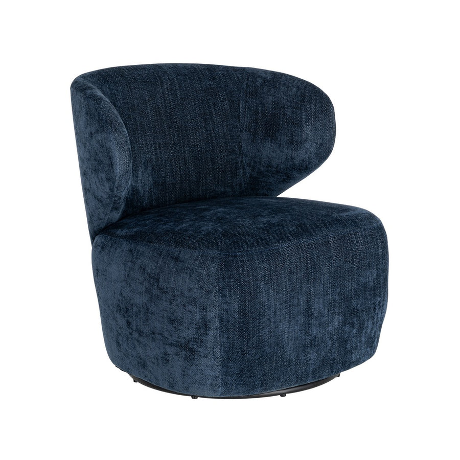 SILLÓN GIRATORIO AZUL TEJIDO-MADERA 73 X 68 X 74 CM