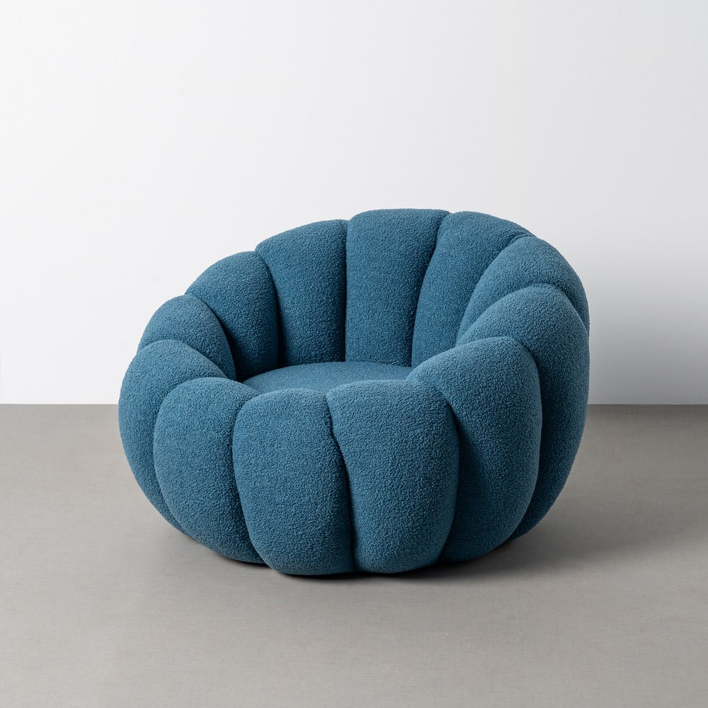 SILLÓN AZUL TEJIDO-MADERA 92 X 89 X 61 CM