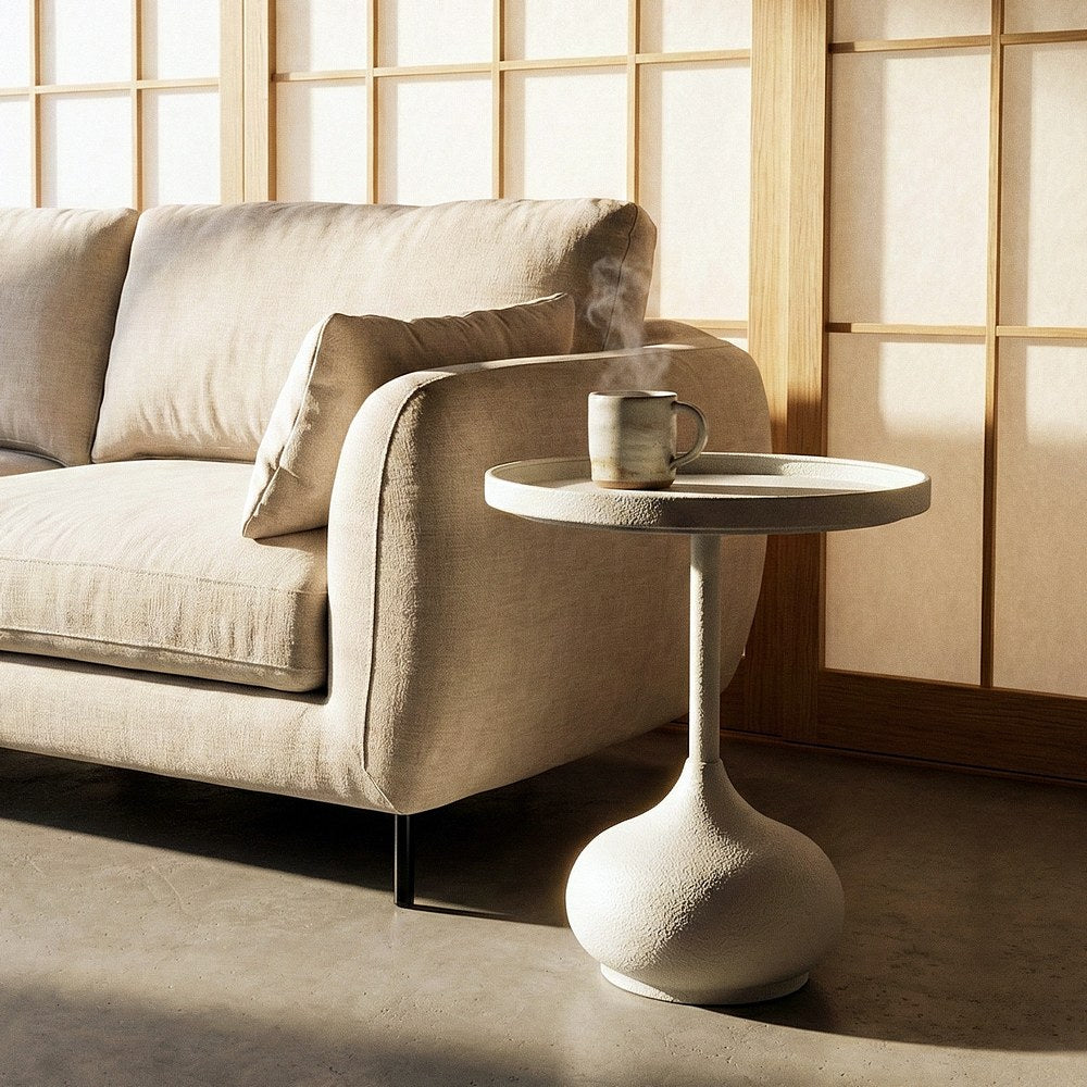 WHITE METAL SIDE TABLE 40 X 40 X 58 CM