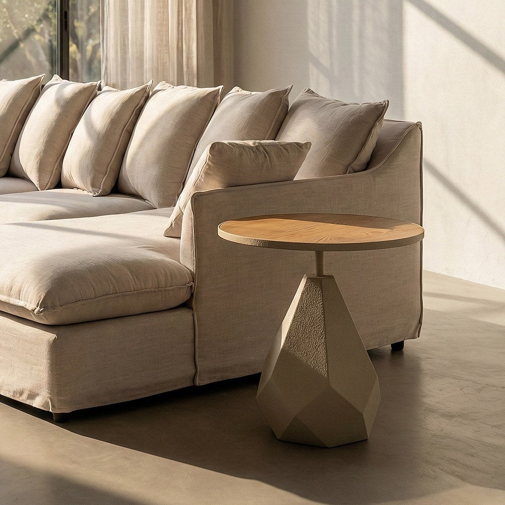 MESITA CREMA METAL 50 X 50 X 50 CM