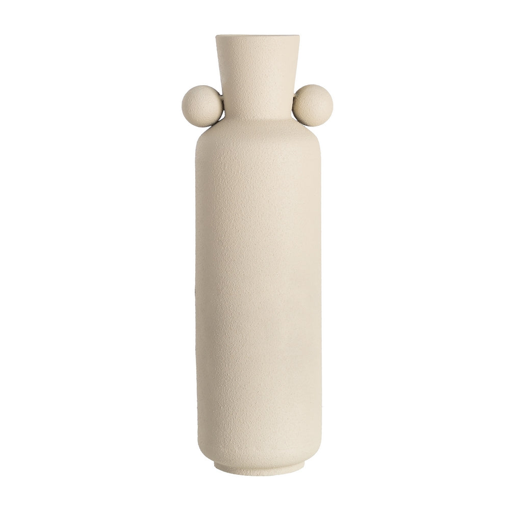 JARRÓN BEIGE METAL 15,20 X 15,20 X 52 CM