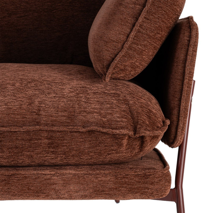 SILLÓN MARRÓN OSCURO TEJIDO-METAL 95 X 80 X 79 CM