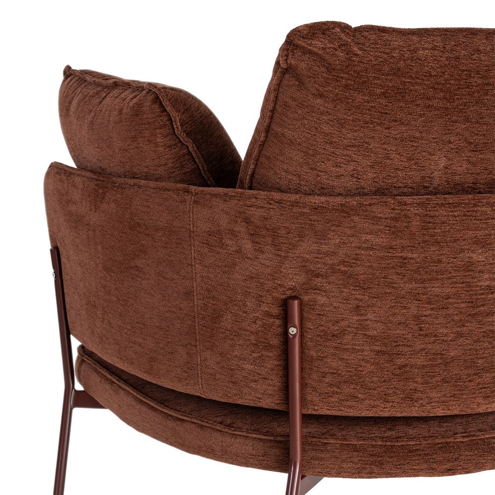 SILLÓN MARRÓN OSCURO TEJIDO-METAL 95 X 80 X 79 CM