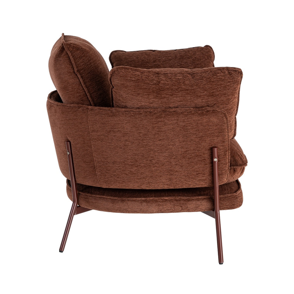 SILL�N MARR�N OSCURO TEJIDO-METAL 95 X 80 X 79 CM
