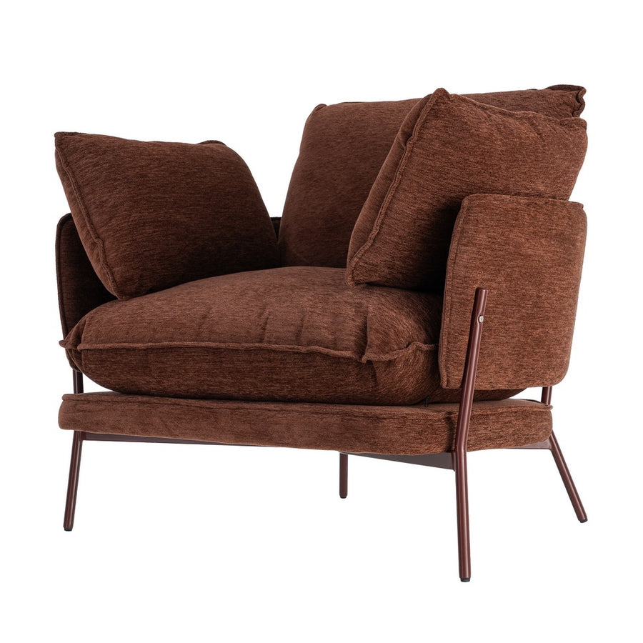 SILLÓN MARRÓN OSCURO TEJIDO-METAL 95 X 80 X 79 CM