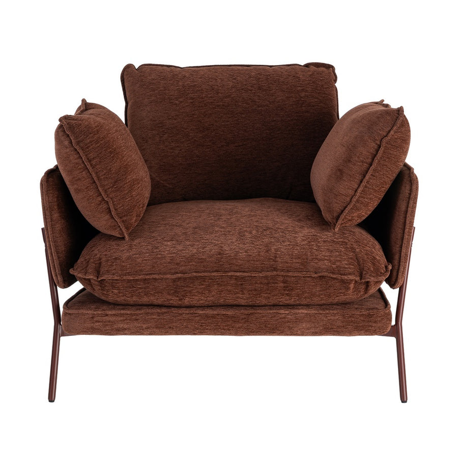 SILLÓN MARRÓN OSCURO TEJIDO-METAL 95 X 80 X 79 CM