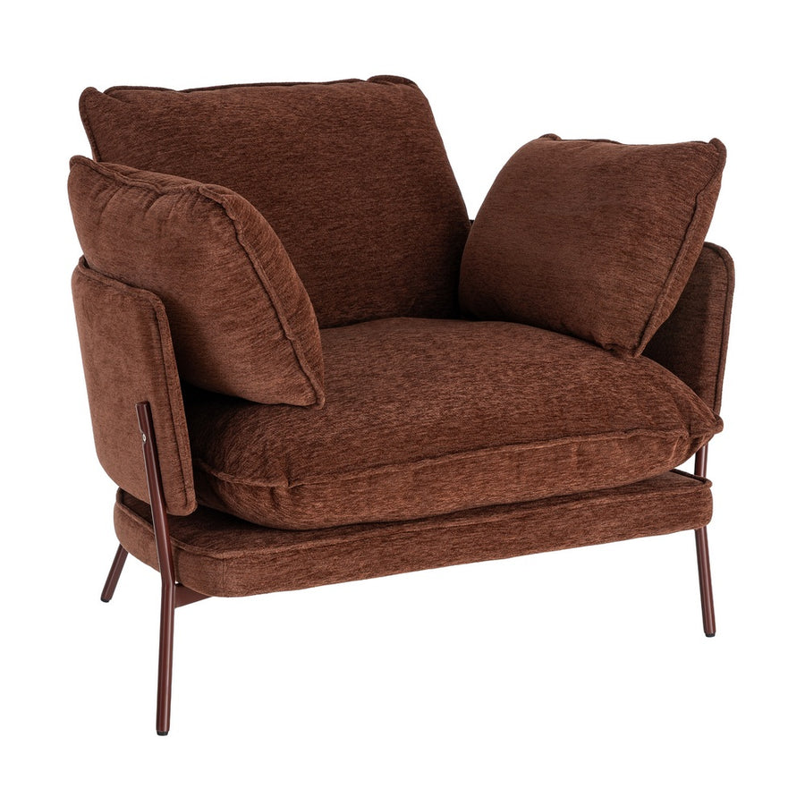 SILLÓN MARRÓN OSCURO TEJIDO-METAL 95 X 80 X 79 CM