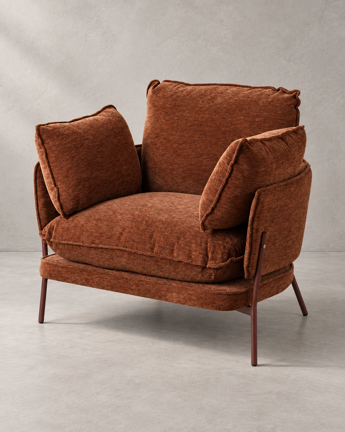 Sillón Cabo marrón oscuro — vista tres cuartos limpia