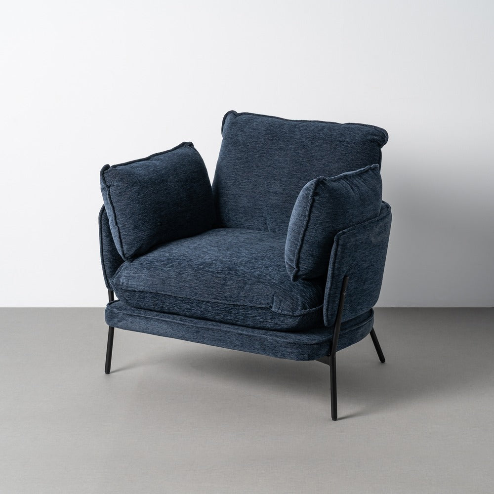 SILLÓN AZUL TEJIDO-METAL CONTRACT 95 X 80 X 79 CM