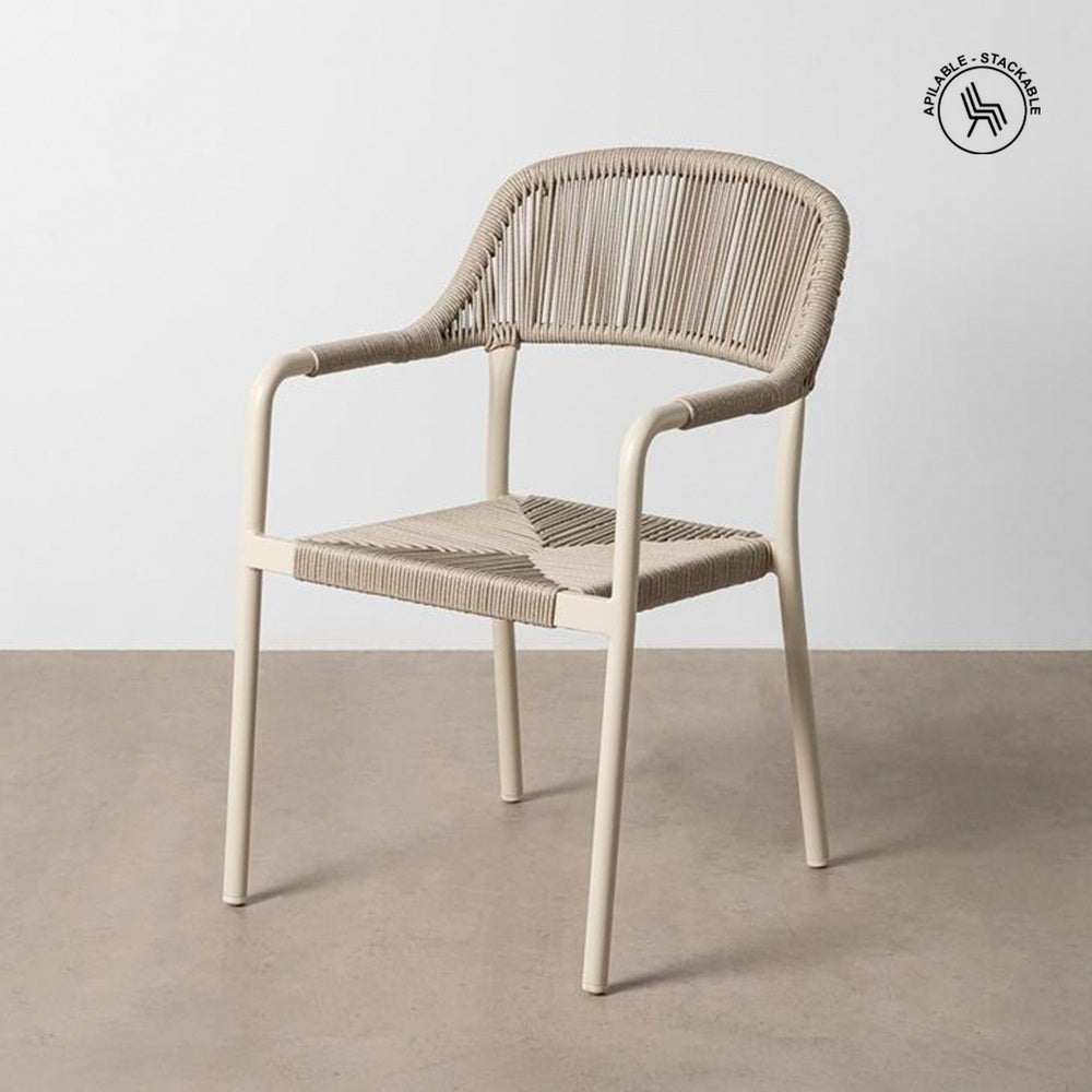 SILLA APILABLE ALUMINIO-RATTÁN EXTERIOR 57 X 61 X 82 CM