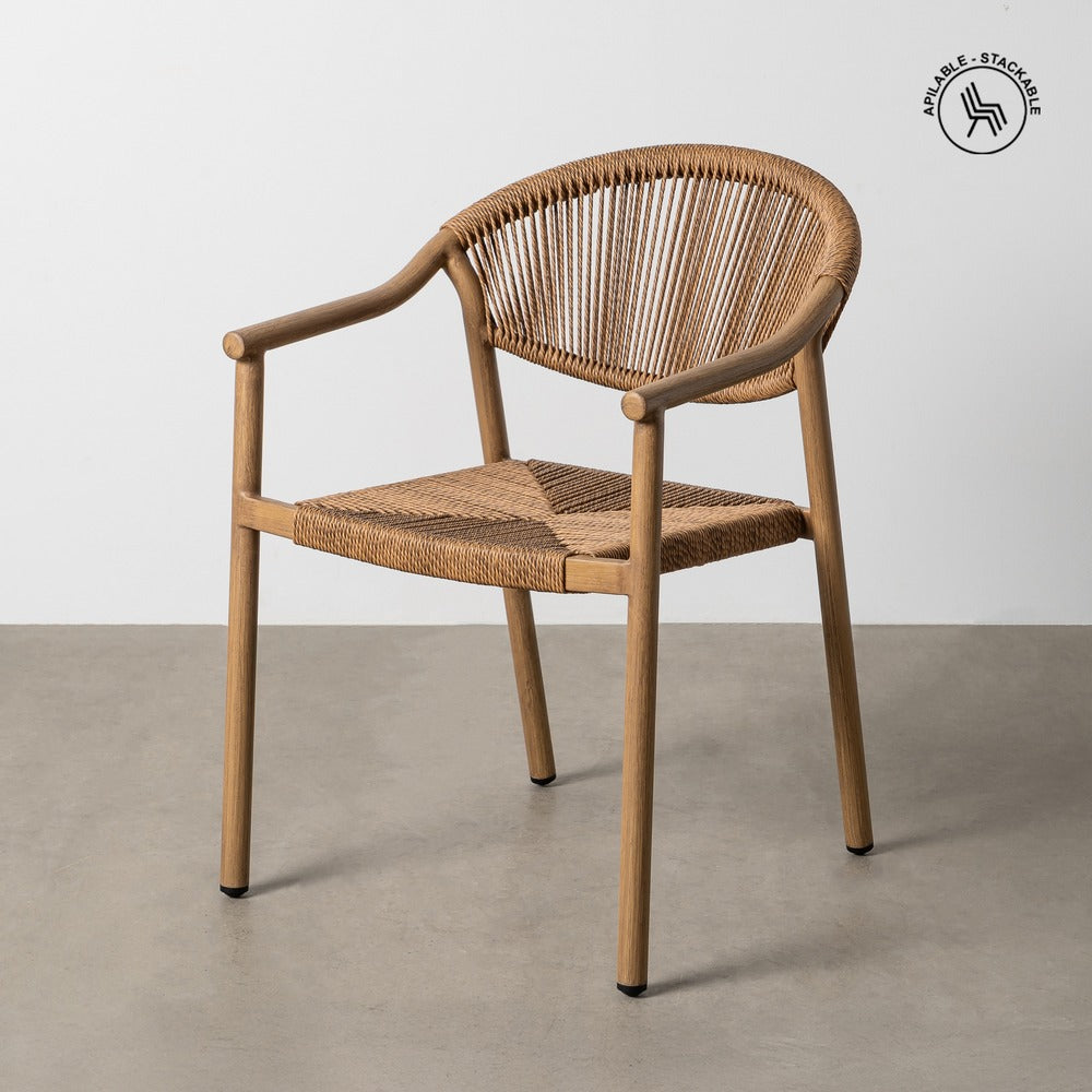 STACKABLE ALUMINUM-PE RATTAN CHAIR 56.50 X 62.50 X 80.50 CM