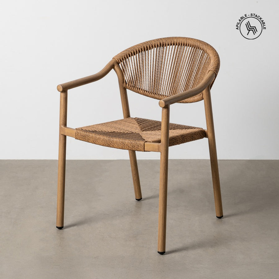 STACKABLE ALUMINUM-PE RATTAN CHAIR 56.50 X 62.50 X 80.50 CM
