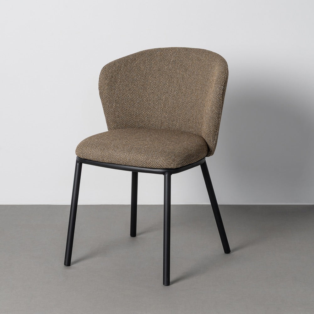 SILLA ESPIGA MARR�N TEJIDO-METAL SAL�N 55 X 55 X 78 CM