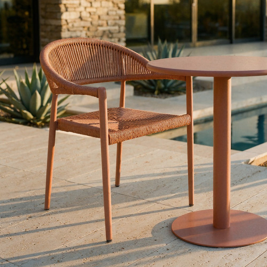 STACKABLE ALUMINUM-PE RATTAN CHAIR 56 X 58 X 76 CM