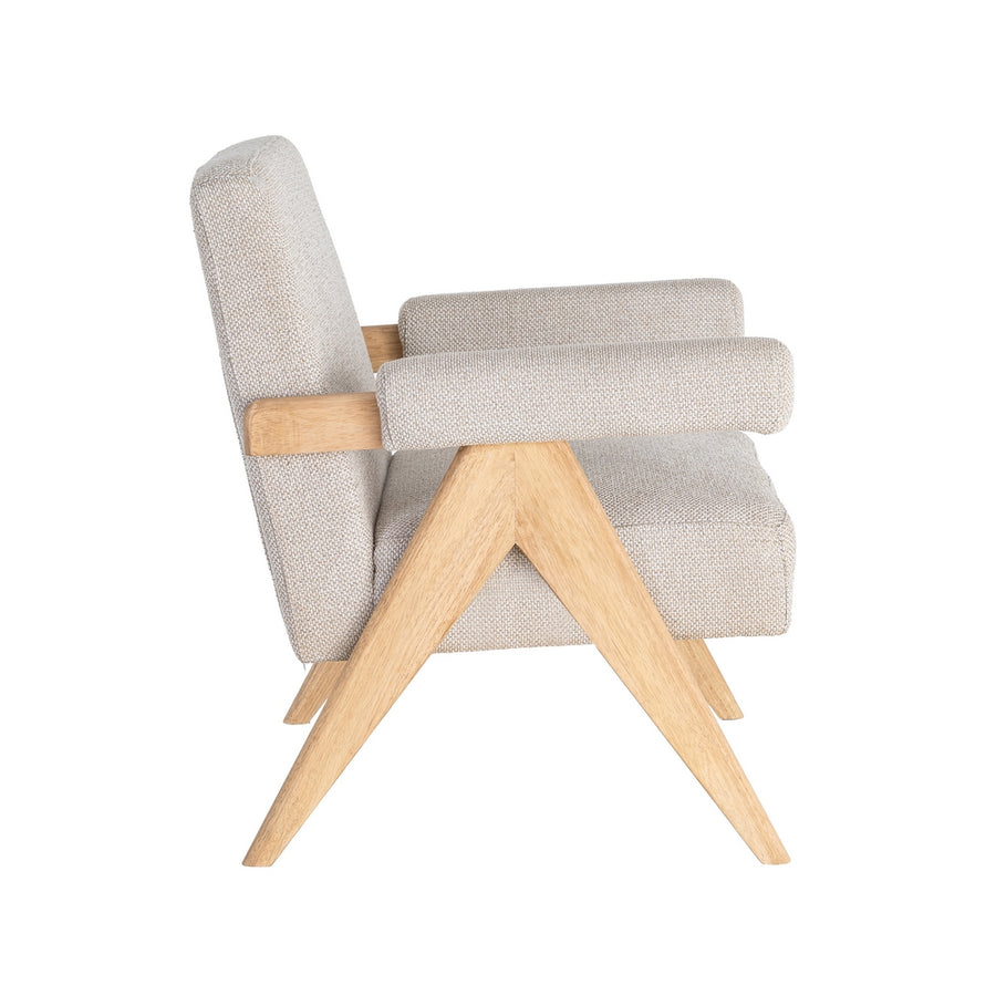 SILLÓN BEIGE TEJIDO-MADERA SALÓN 74 X 76 X 85 CM