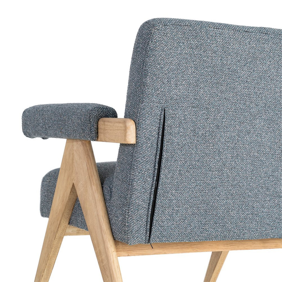 SILLÓN AZUL TEJIDO-MADERA SALÓN 74 X 76 X 85 CM