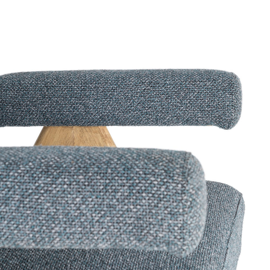 SILLÓN AZUL TEJIDO-MADERA SALÓN 74 X 76 X 85 CM