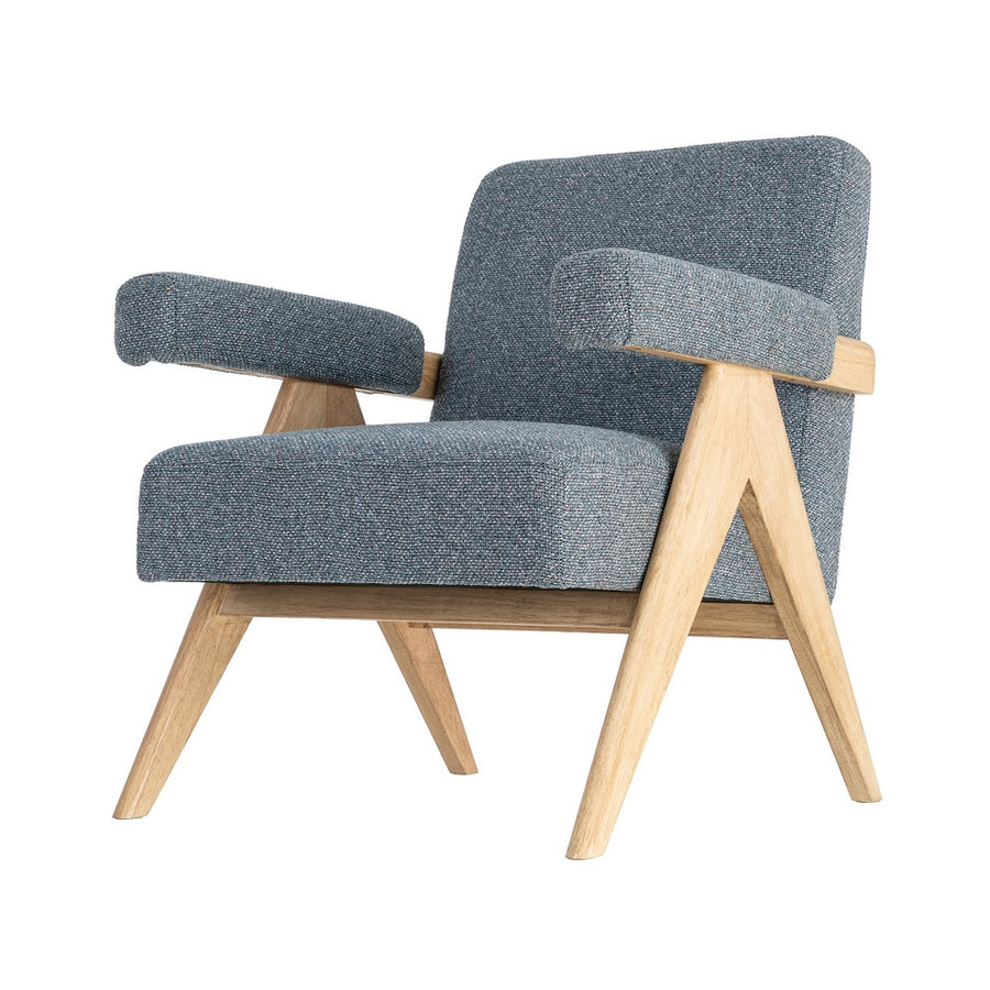 BLUE FABRIC-WOOD ARMCHAIR LIVING ROOM 74 X 76 X 85 CM