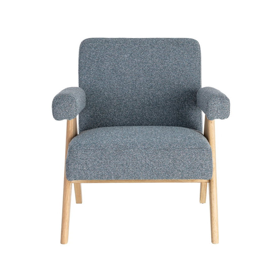 SILLÓN AZUL TEJIDO-MADERA SALÓN 74 X 76 X 85 CM