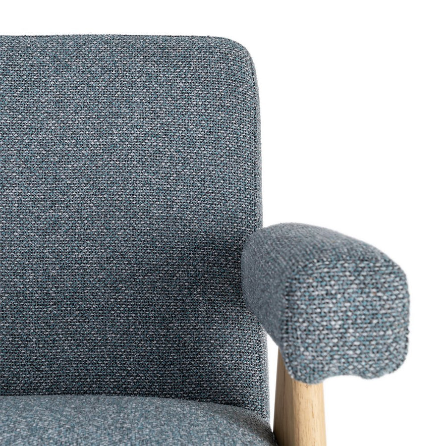 SILLÓN AZUL TEJIDO-MADERA SALÓN 74 X 76 X 85 CM
