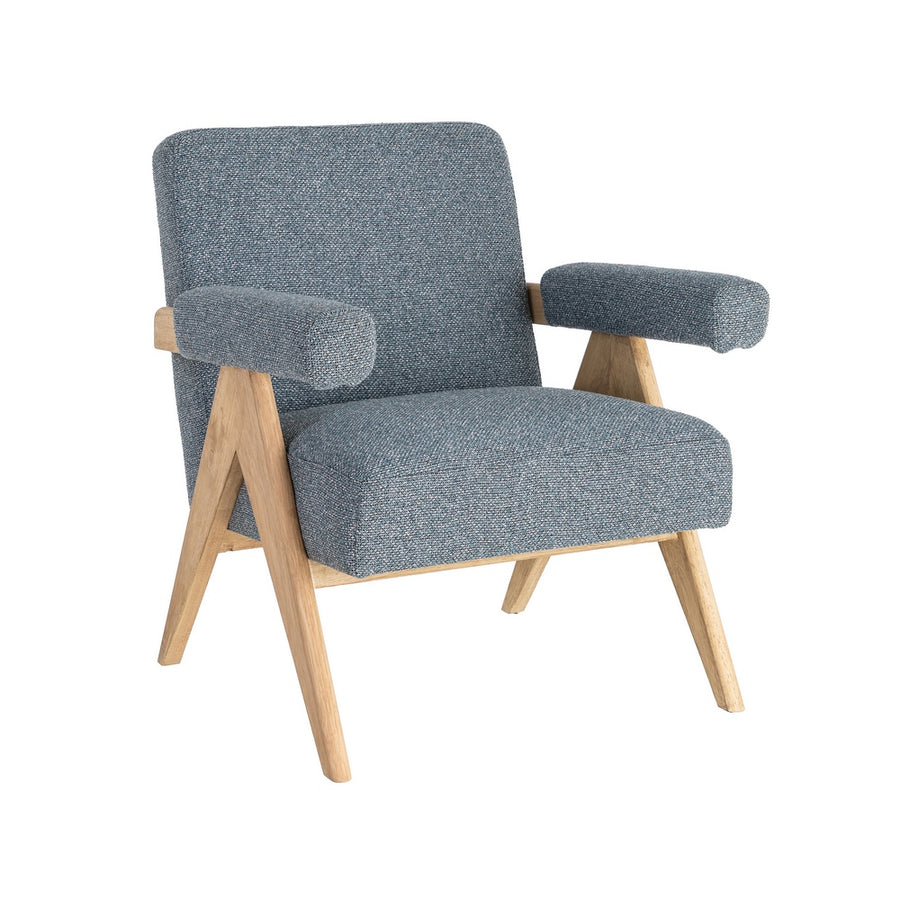 BLUE FABRIC-WOOD ARMCHAIR LIVING ROOM 74 X 76 X 85 CM