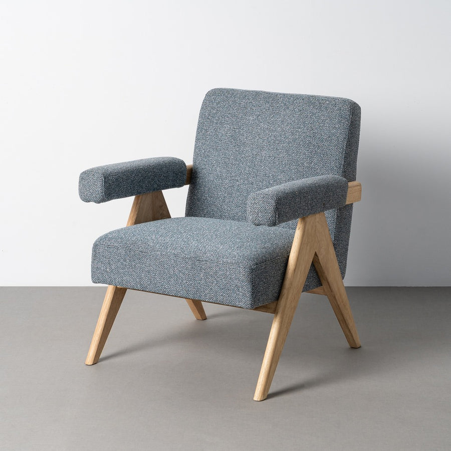 BLUE FABRIC-WOOD ARMCHAIR LIVING ROOM 74 X 76 X 85 CM