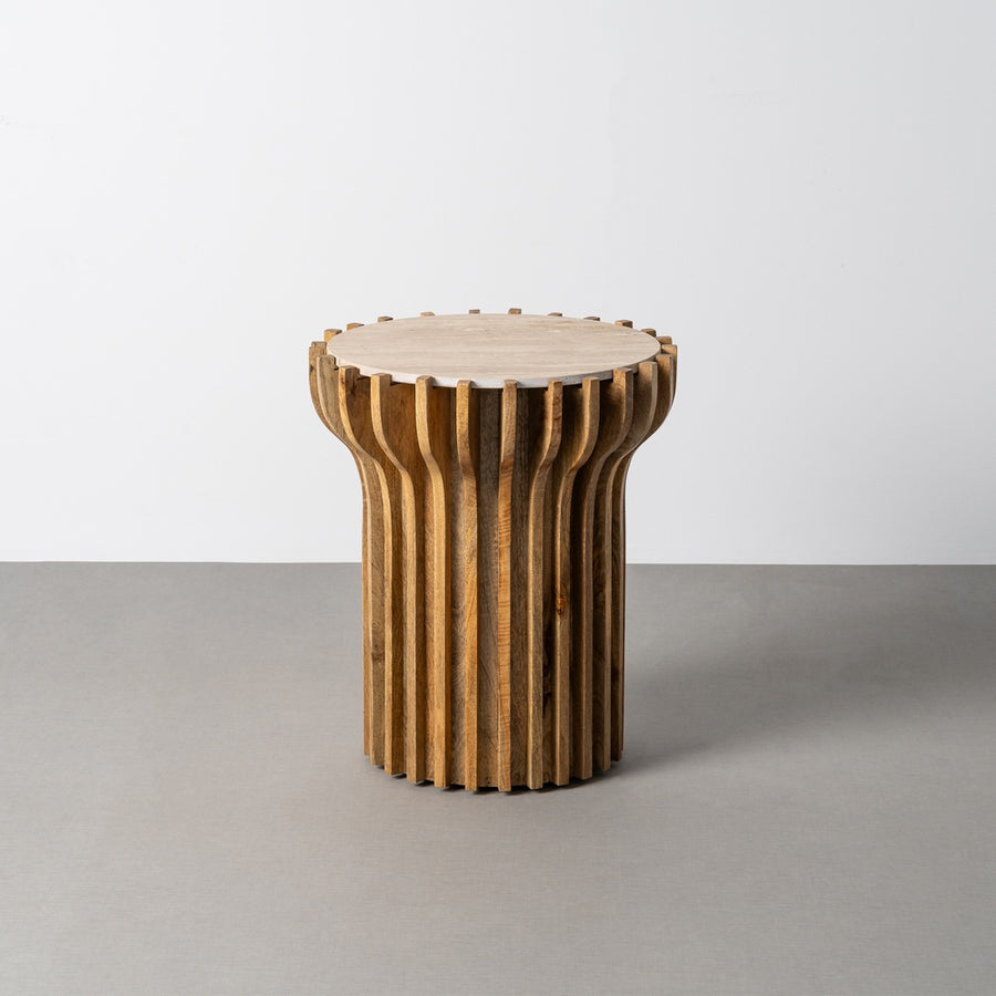 MESA AUXILIAR MADERA-MÁRMOL SALÓN 53 X 53 X 62 CM