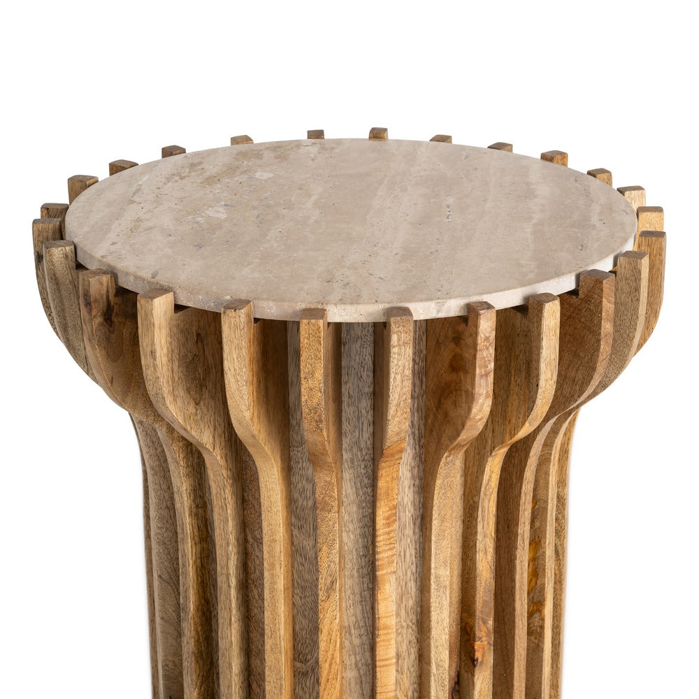 MESA AUXILIAR MADERA-M�RMOL SAL�N 53 X 53 X 62 CM