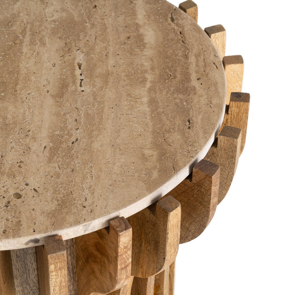 MESA AUXILIAR MADERA-M�RMOL SAL�N 53 X 53 X 62 CM