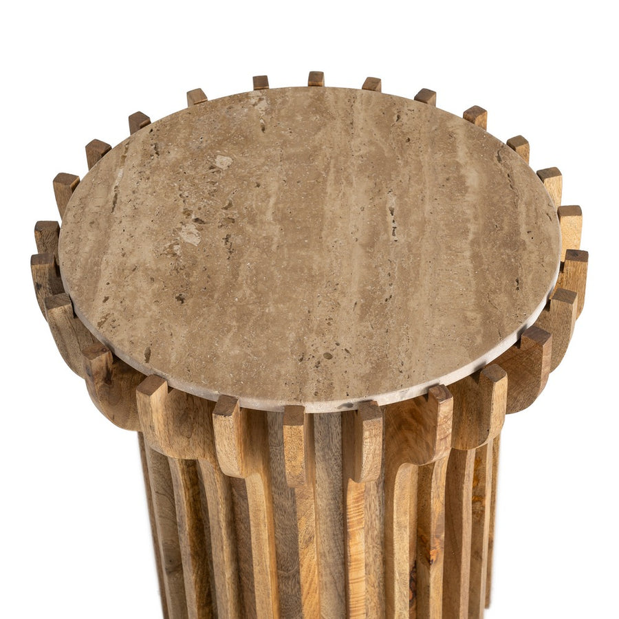 MESA AUXILIAR MADERA-MÁRMOL SALÓN 53 X 53 X 62 CM