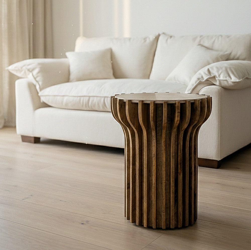 MESA AUXILIAR MADERA-MÁRMOL SALÓN 53 X 53 X 62 CM